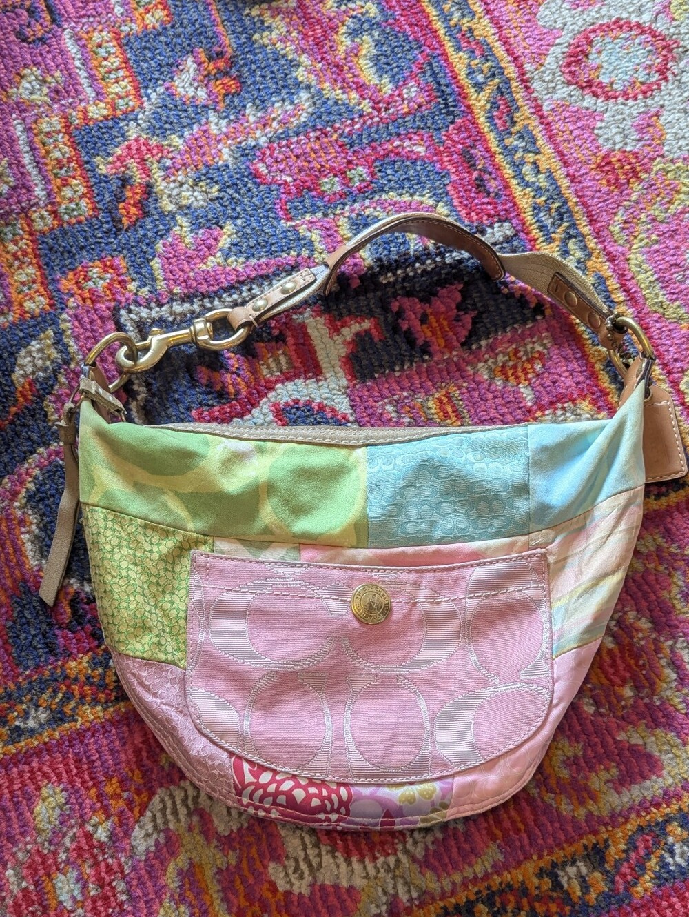 Y2K Multicolor Patchwork Coach Hamptons Hobo Bag